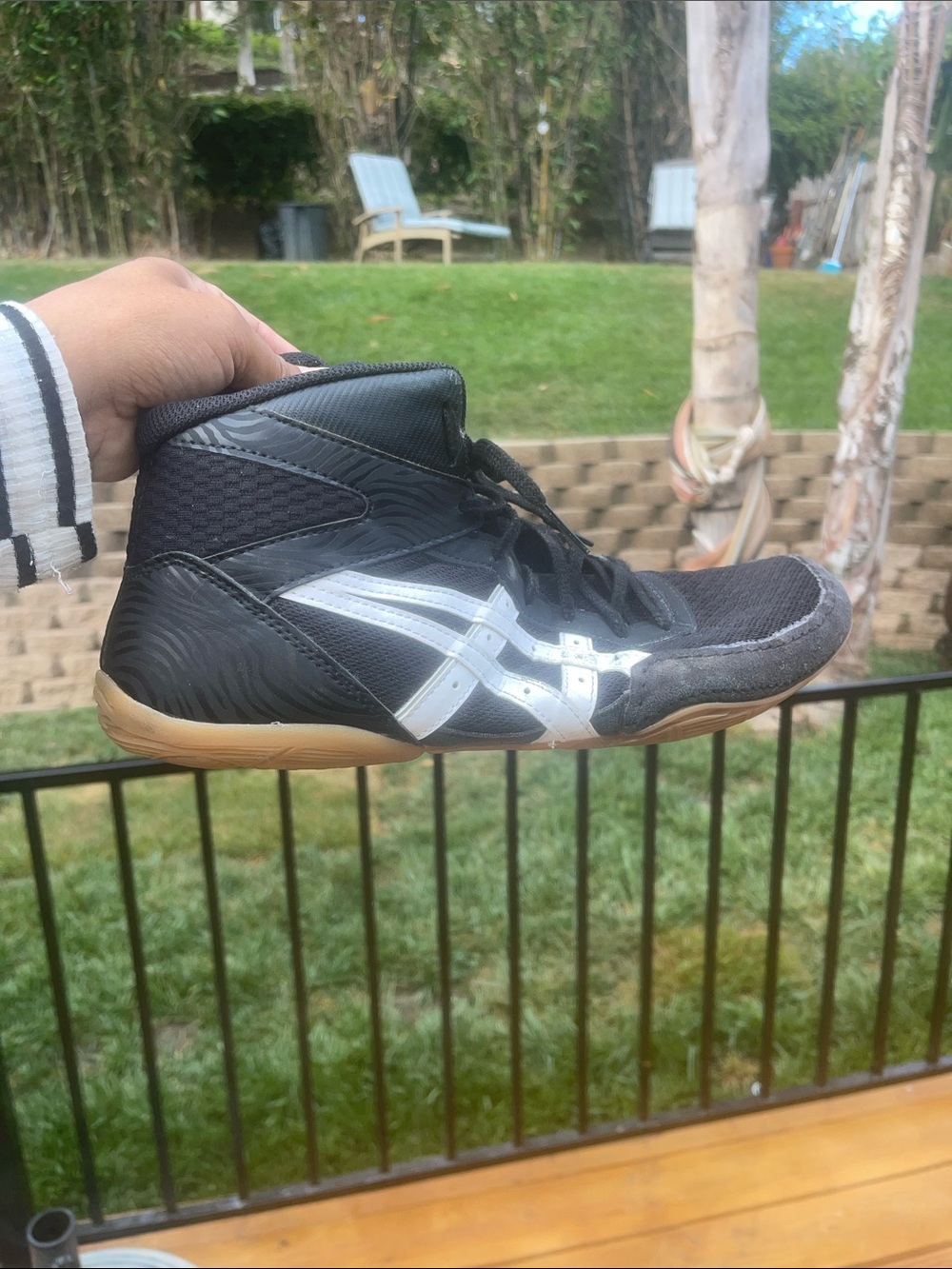 Asics Black Silver High-Top Wrestling/Training Shoe